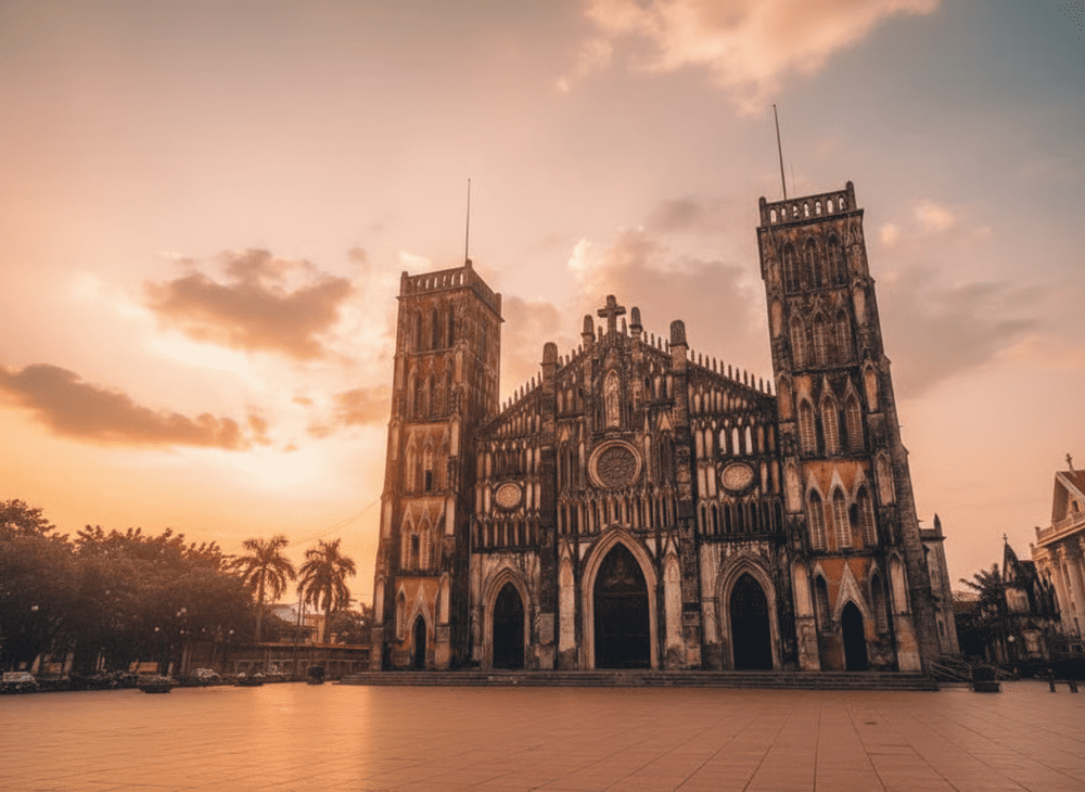 Nhà thờ Giáo xứ Lan Mát với lối kiến trúc mang đậm phong cách châu Âu.